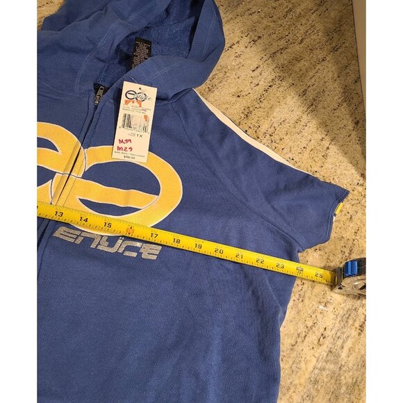 New! Vintage Enyce Womens Sz 1X Blue Gold Short Sleeve Full Zip Hoodie Y2K - Picture 2 of 12